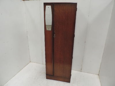 Slender Mid Century Oak Hall Wardrobe with Mirror