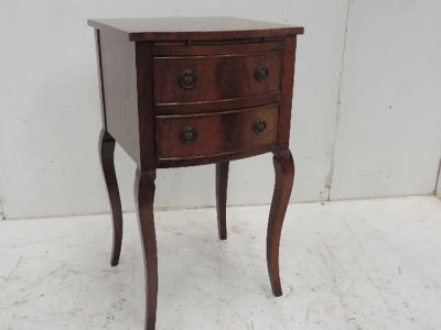 Reproduction Mahogany Bow Front Bedside Cabinet on Cabriole Legs