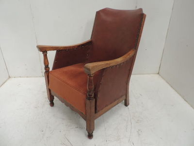 Edwardian Oak Frame Occasional Tub Armchair