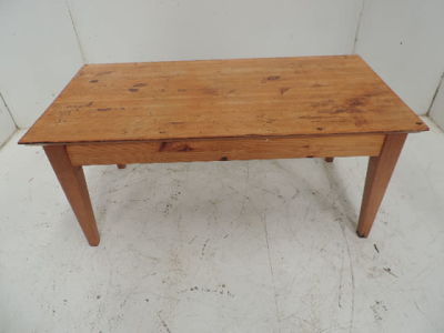 Polished Pine Rectangular Coffee Table on Tapered Square Legs