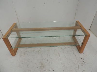 Pale Oak Framed Two Glass Tier Rectangular Coffee Table
