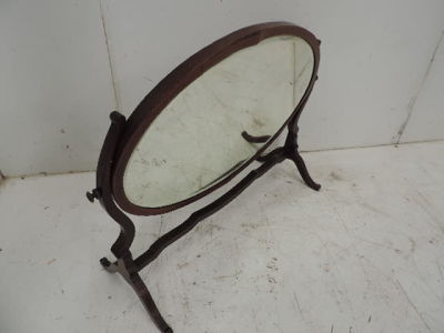 Late 19th Century Oval Mahogany Frame Dressing Table Top Mirror