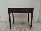 Early 19th Century Mahogany Single Drawer Writing Table on Turned Legs with Green Tooled Leather TopImage - 1