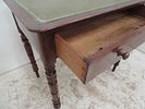 Early 19th Century Mahogany Single Drawer Writing Table on Turned Legs with Green Tooled Leather TopImage - 2