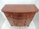 Victorian Flame Mahogany Two Over Three Drawer Bow Front Chest with Turned Legs & HandlesImage - 1