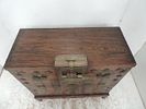 Antique Korean Teak / Hardwood Chest with Ornate Bound Brass Hinges & LockImage - 1