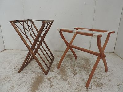 Bamboo Folding Tray Stand Plus Folding Luggage Rack