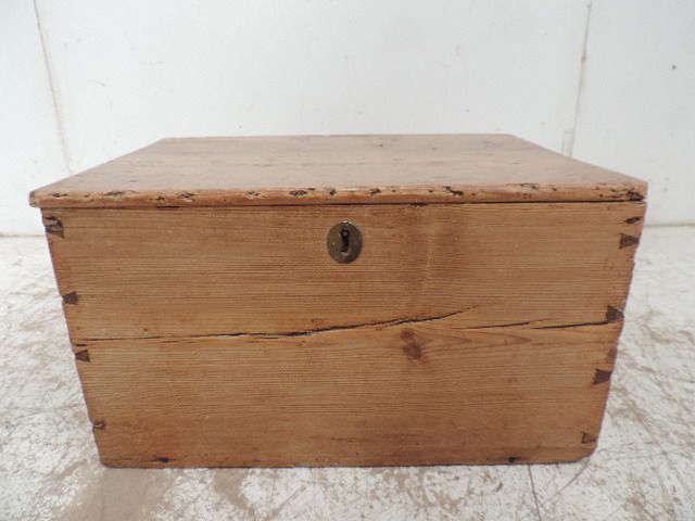 Antique Stripped Pine Seaman's Tool Chest with Carrying Handles