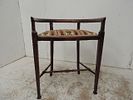 Edwardian Mahogany & Satinwood Inlay Bowed Back Dressing / Piano Stool with StretchersImage - 1