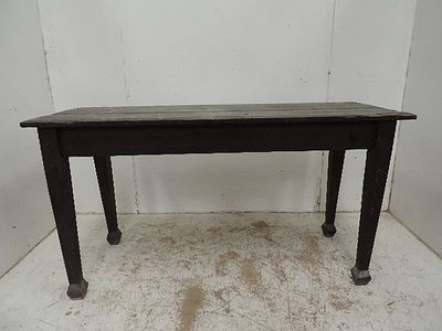 Edwardian Rectangular Decorated Kitchen Table of Square Tapered Legs