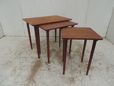 Vintage Bramin Denmark Set of Three Graduated Nest of Teak Tables