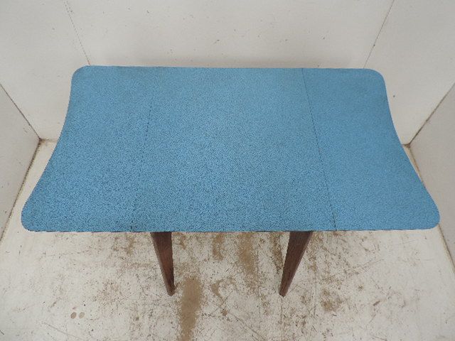 Mid Century Blue Formica Top Folding Kitchen Table