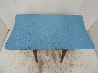 Mid Century Blue Formica Top Folding Kitchen Table