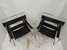 Pair of Mid Century Marcel Breuer Knoll Wassily Chrome & Black Leather ChairsImage - 1