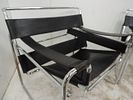 Pair of Mid Century Marcel Breuer Knoll Wassily Chrome & Black Leather ChairsImage - 2