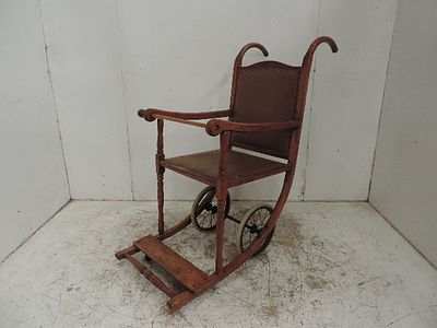 Victorian Elm Built Wheelchair with Presentation Brass Plate to the Bethersden Assosiation