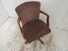 Mid Century Upholstered Office Armchair on Wooden Four Point Swivel BaseImage - 1