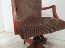 Mid Century Upholstered Office Armchair on Wooden Four Point Swivel BaseImage - 2