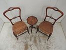 Pair of Victorian Wicker Seat Occasional / Bedroom Chairs Plus Small Tripod TableImage - 1
