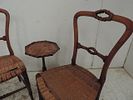 Pair of Victorian Wicker Seat Occasional / Bedroom Chairs Plus Small Tripod TableImage - 2