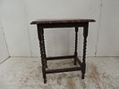 Edwardian Oak Rectangular Pie Crust Edge Side Table on Barley Twist SupportsImage - 1