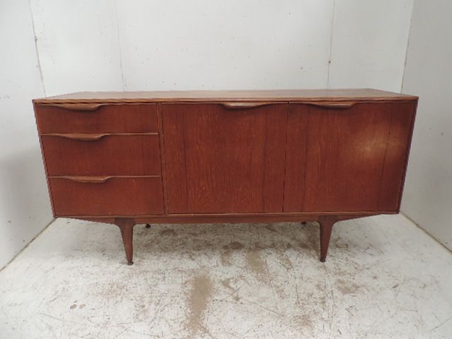 Mid Century McIntosh Furniture Teak Two Door & Set of Three Drawer Sideboard on Slender Legs