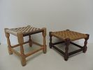 Two Vintage String Top Wooden Frame Foot StoolsImage - 1