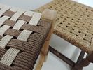 Two Vintage String Top Wooden Frame Foot StoolsImage - 2