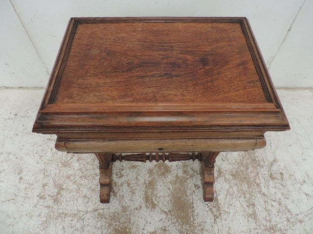 Victorian Figured Walnut Sewing Box with Fitted Interior & Mirror