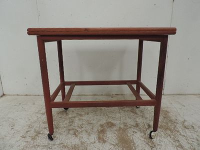 Mid Century Danish Teak Folding Top Tea Trolley