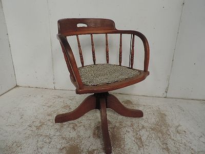 19th Century American Bent Oak Desk / Armchair on Swivel Base