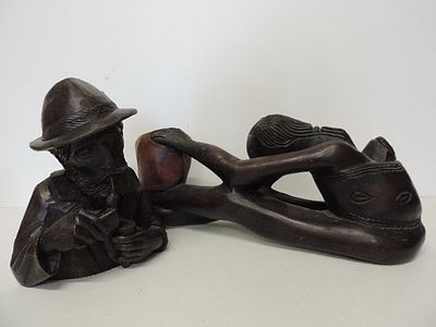Carved Black Forest Woodsman Bust/Figure Plus One Other