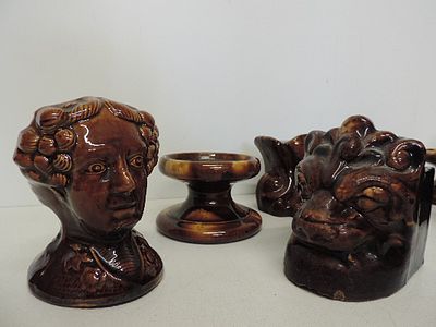 Four Pairs of Antique Staffordshire Slipware Window Wedges 4"