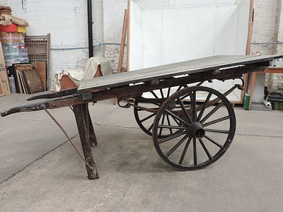 19th Century Barrow Boys Hand Cart with Suspension Springs on Metal Bound Wooden Cart Wheels 