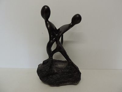 Modernist 17" Black Slate Finish Figure of Couple
