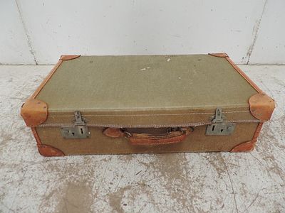 Vintage Leather Bound & Edge Suitcase