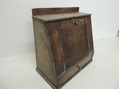 Edwardian Oak Fall Front Smoker's Cabinet 11"