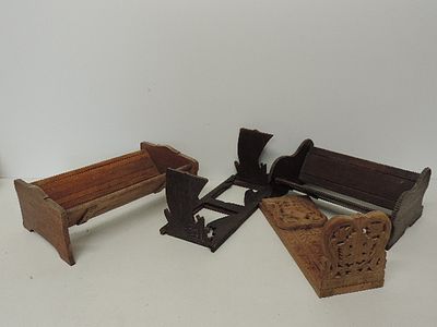 Four Wooden Book Rests of Various Woods & Designs