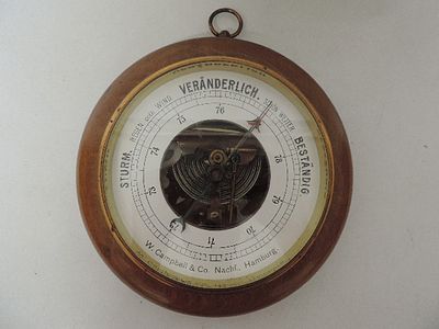 W Campbell & Co Hamburg Circular Aneroid Barometer 9" in Diameter