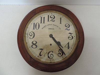 Victorian 16" in Diameter Anglos Swiss Watch Co Admiral Circular Wall Clock