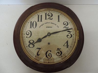 Victorian 16" in Diameter Anglos Swiss Watch Co Admiral Circular Wall Clock