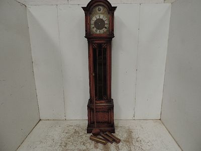 Early 20th Century Oak Cased Brass & Steel Face Westminster Chiming Long Case Clock
