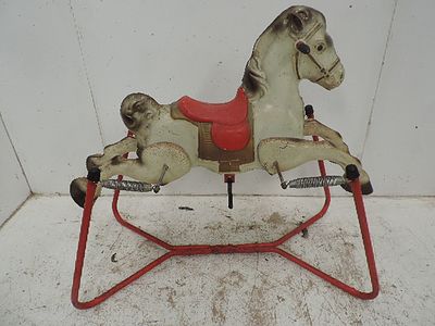 Mid Century 20th Century Child's Mobo Praire King Rocking Horse on Spring Base