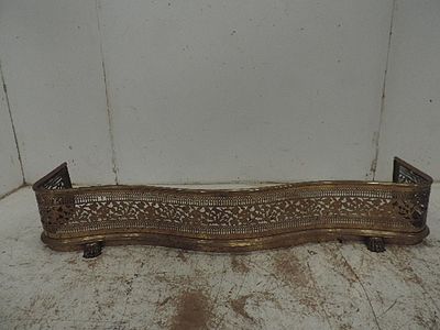Victorian Swan Neck Front Pierced Brass Fire Fender