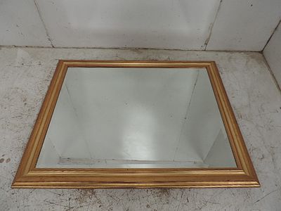 Large Rectangular Gilt Frame Bevel Edge Wall Mirror