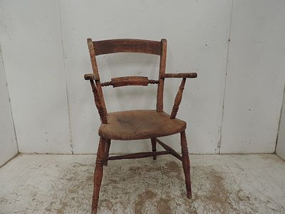 19th Century Elm Farmhouse Kitchen Carver / Armchair