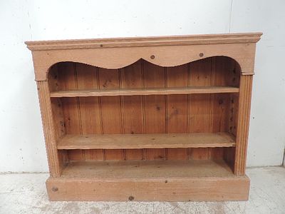 Polished Pine Low Open Adjustable Shelf Bookcase