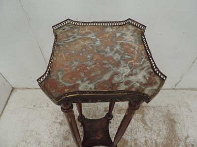 Antique French Marble Top Gallery Plant Stand with Ormolu Mounts