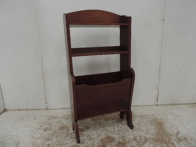Edwardian Mahogany Magazine Rack / Open Bookself on Feet