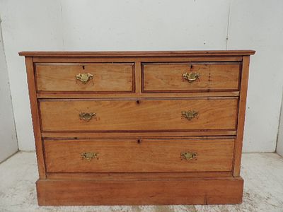 Edwardian Pale Mahogany Two Over Two Drawer Chest with Brass Handles